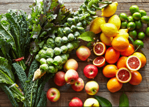 a group of fruits and vegetables on a wood surface Healthy Weight Loss Diets Gorgie